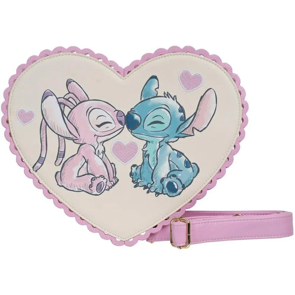 Lilo & Stitch Angel Heart Kiss Faux Leather Crossbody Bag Gift for Her